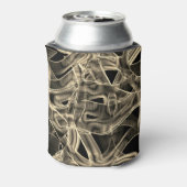 Beige gebogen linten, contrasterend met ingegravee blikjeskoeler (Blikje Achterkant)