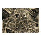 Beige gebogen linten, contrasterend met ingegravee kussensloop (Voorkant-Rechts)