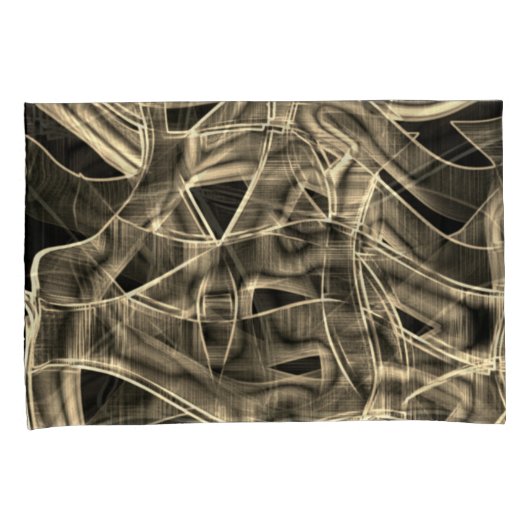 Beige gebogen linten, contrasterend met ingegravee kussensloop (Voorkant-Rechts)