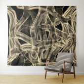 Beige gebogen linten, contrasterend met ingegravee wandkleed (In Situ (horizontaal))