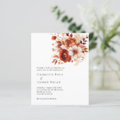 Beige gebrande oranje bloemen huwelijksuitnodiging (Staand voorkant)