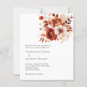 Beige gebrande oranje bloemen huwelijksuitnodiging (Voorkant)