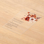 Beige gebrande sinaasappels bloemen duidelijke bru acryl uitnodigingen (Laagn)