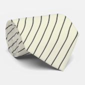 Beige (gebroken wit) met Charcoal Grey Pinstripes Stropdas (Opgerold)