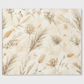 Beige Gedroogde Bloem Botanisch Cadeaupapier (Vlak)