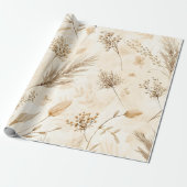 Beige Gedroogde Bloem Botanisch Cadeaupapier (Uitgerold)