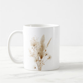 Beige Gedroogde Bloem Botanisch Koffiemok