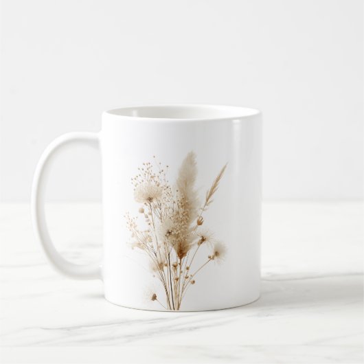 Beige Gedroogde Bloem Botanisch Koffiemok (Links)