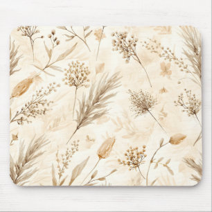 Beige Gedroogde Bloem Botanisch Muismat