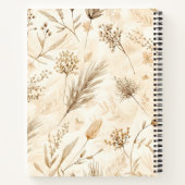 Beige Gedroogde Bloem Botanisch Notitieboek (Achterkant)
