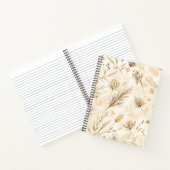 Beige Gedroogde Bloem Botanisch Notitieboek (Binnen)