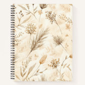 Beige Gedroogde Bloem Botanisch Notitieboek (Voorkant)