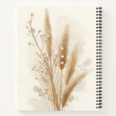 Beige Gedroogde Bloem Botanisch Notitieboek (Achterkant)