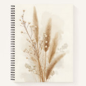 Beige Gedroogde Bloem Botanisch Notitieboek (Voorkant)