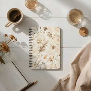 Beige Gedroogde Bloem Botanisch Notitieboek