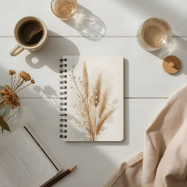 Beige Gedroogde Bloem Botanisch Notitieboek