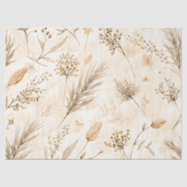 Beige Gedroogde Bloem Botanisch Tissuepapier