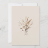 Beige gedroogde bloem en witte roos bruiloft detai kaart (Achterkant)