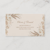 Beige gedroogde bloemen en witte rozen register Ka Informatiekaartje (Voorkant)