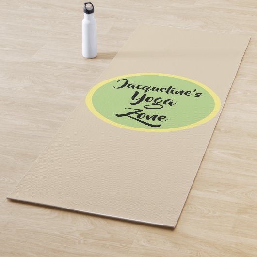 Beige Geel Groen Cirkel Naam Yogamat (In situ)