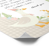 Beige Gekke Gans Bloemen Gingham Luier Raffle Sig Poster (Hoek)
