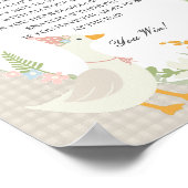 Beige Gekke Gans Floral Gingham Dont Say Baby Poster (Hoek)