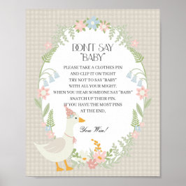 Beige Gekke Gans Floral Gingham Dont Say Baby Poster