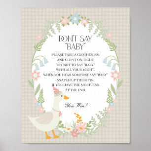 Beige Gekke Gans Floral Gingham Dont Say Baby Poster