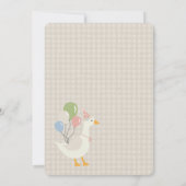 Beige Gekke Gans Floral Gingham eerste verjaardag Kaart (Achterkant)