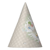 Beige Gekke Gans Floral Gingham Verjaardagsgunst Feesthoedjes (Links)