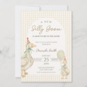 Beige Gekke Goose Baby shower Kaart (Voorkant)