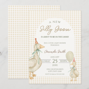 Beige Gekke Goose Baby shower Kaart