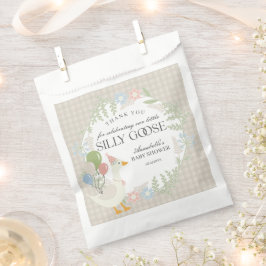 Beige Gekke Goose Floral Gingham Baby shower Bedankzakje