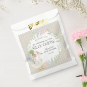 Beige Gekke Goose Floral Gingham Baby shower Bedankzakje (Gezegeld)