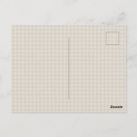Beige Gekke Goose Floral Gingham Baby shower Briefkaart (Achterkant)