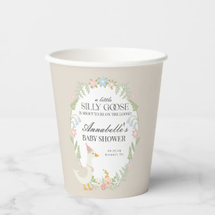 Beige Gekke Goose Floral Gingham Baby shower Favor Papieren Bekers