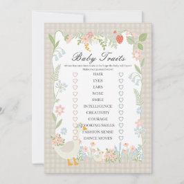 Beige Gekke Goose Floral Gingham Baby Traits Game Kaart