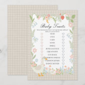 Beige Gekke Goose Floral Gingham Baby Traits Game Kaart (Voorkant / Achterkant)