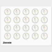 Beige Gekke Goose Floral Gingham Favors Ronde Sticker (Vel)