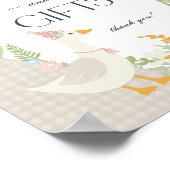 Beige Gekke Goose Floral Gingham Kaarten en gesche Poster (Hoek)