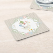 Beige Gekke Goose Floral Gingham Papier Kartonnen Onderzetters (Schuin)