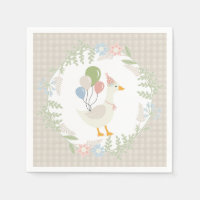 Beige Gekke Goose Floral Gingham Papier