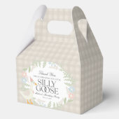 Beige Gekke Goose Floral Gingham Verjaardag Bedankdoosjes (Achterkant)
