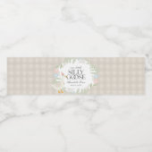 Beige Gekke Goose Floral Gingham Waterfles Etiket (Enkel label)