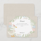 Beige Gekke Goose Gingham Bloemen Details Informatiekaartje (Voorkant / Achterkant)