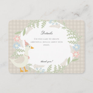 Beige Gekke Goose Gingham Bloemen Details Informatiekaartje