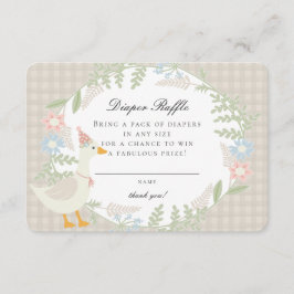 Beige Gekke Goose Gingham Bloemen Luier Raffle Informatiekaartje