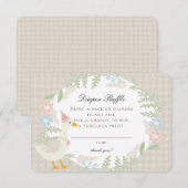 Beige Gekke Goose Gingham Bloemen Luier Raffle Informatiekaartje (Voorkant / Achterkant)