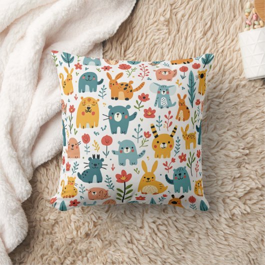 Beige gekleurde kussenkussens met dieren kussen (Deken)