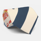 Beige gele rode en blauwe strepen stropdas (Opgerold)